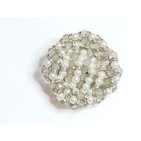Spilla in quarzo fumè e perle con rondelle in swarovski